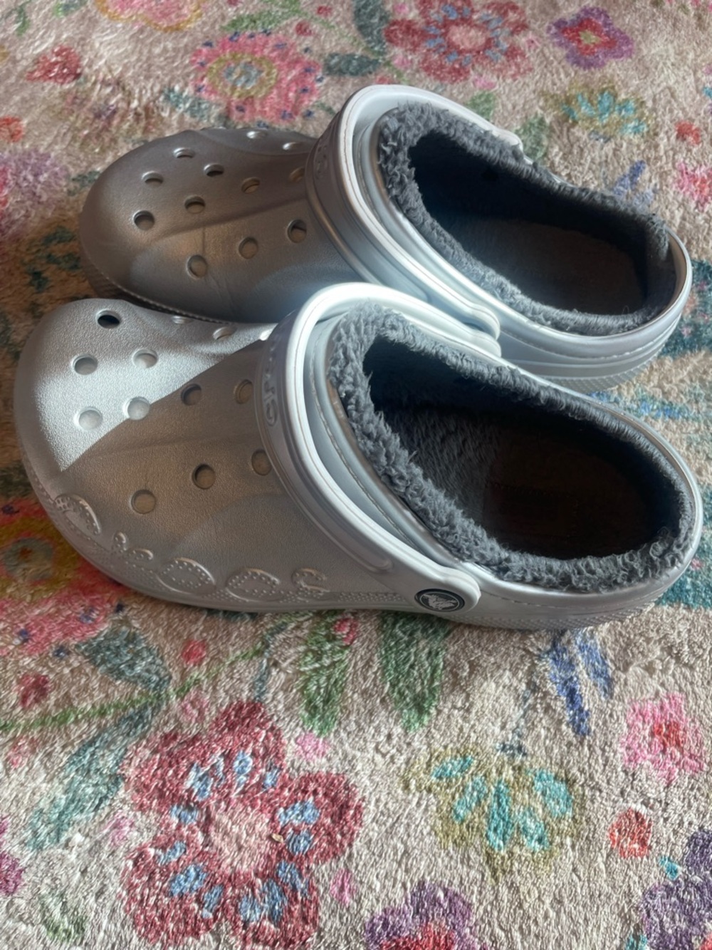Silver Sherpa Lined Crocs - Picture 4 of 7